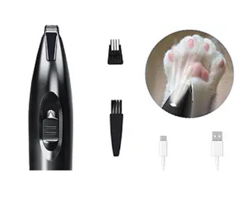 KIKETECH Dog Paw Trimmer with LED - Cordless 2Speed Rechargeable Dog Clippers, Low Noise Shaver with Ceramic Blade for Grooming Small Pets - Dog & Cat, Around Face, Claws, Eyes, Ears, Rump, Black